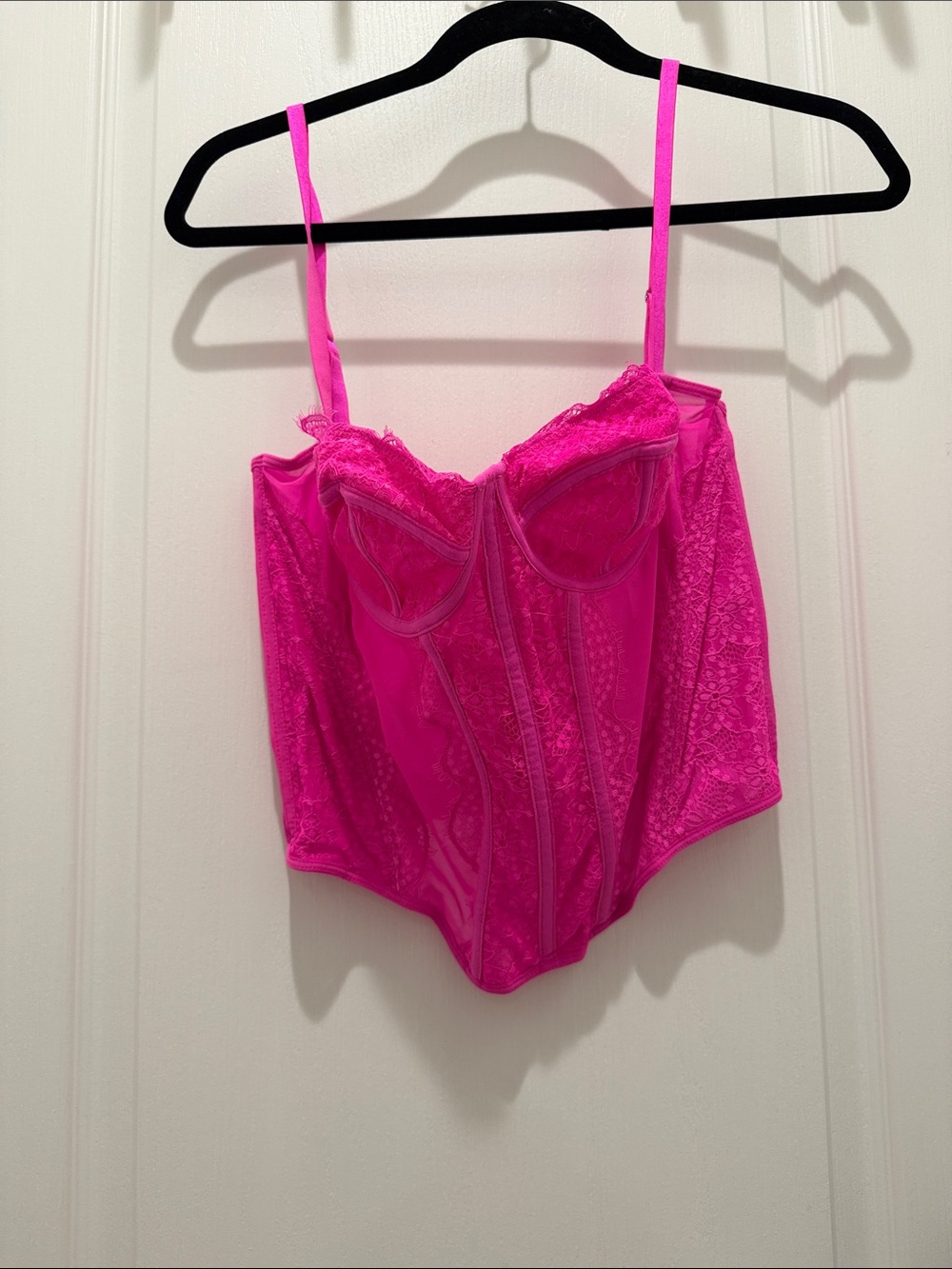 Amazon Hot Pink Lace Bustier Corset Top